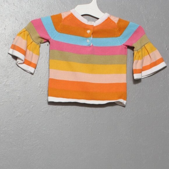 Jamie and Jack cotton rainbow stripe bell sleeve sweater - Picture 2 of 7